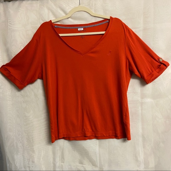 🏝BOGO🏝Nautica orange short-sleeved top
